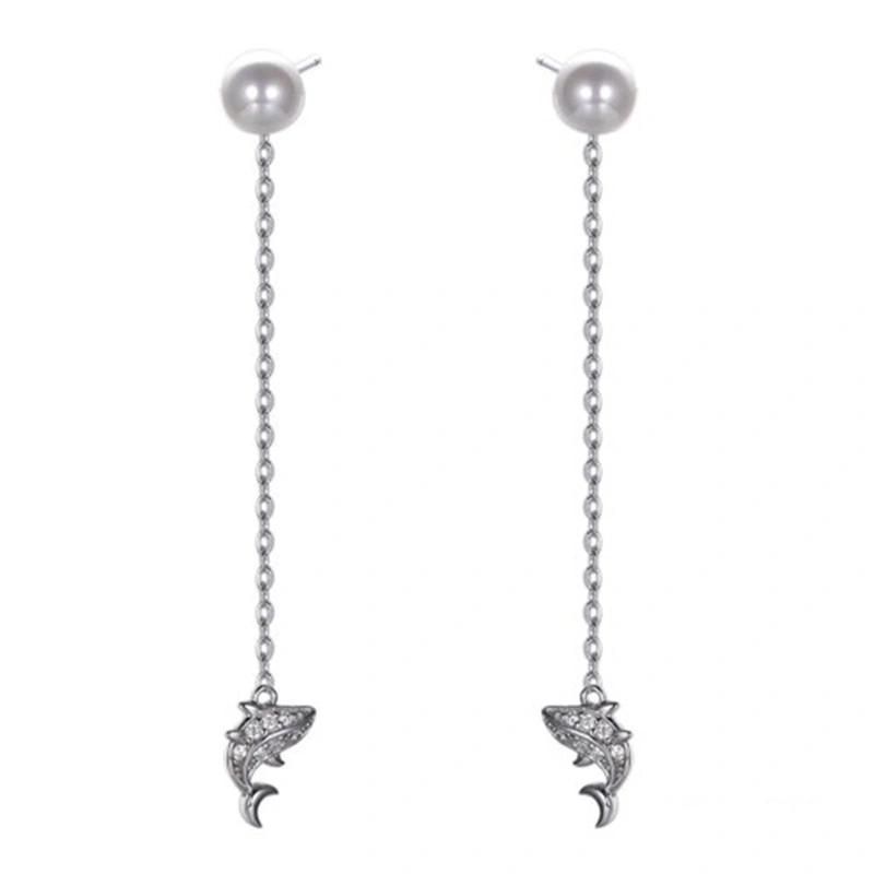 Silver and Brass Fan Shaped Drop Earring for Women