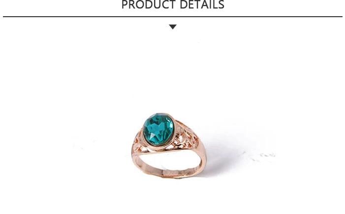 Wholesale Fashion Jewelry Gold Ring with Blue Rhinestone