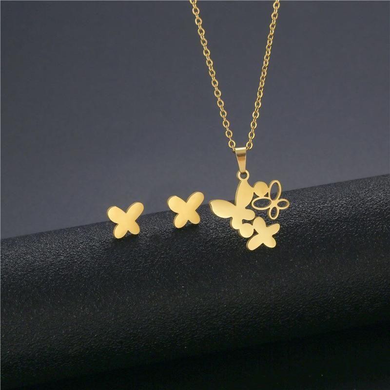 Manufacturer Custom Fashion Jewelry High Quality Non Tarnish 18K Gold Plated Stainless Steel Fashion Jewelry Set
