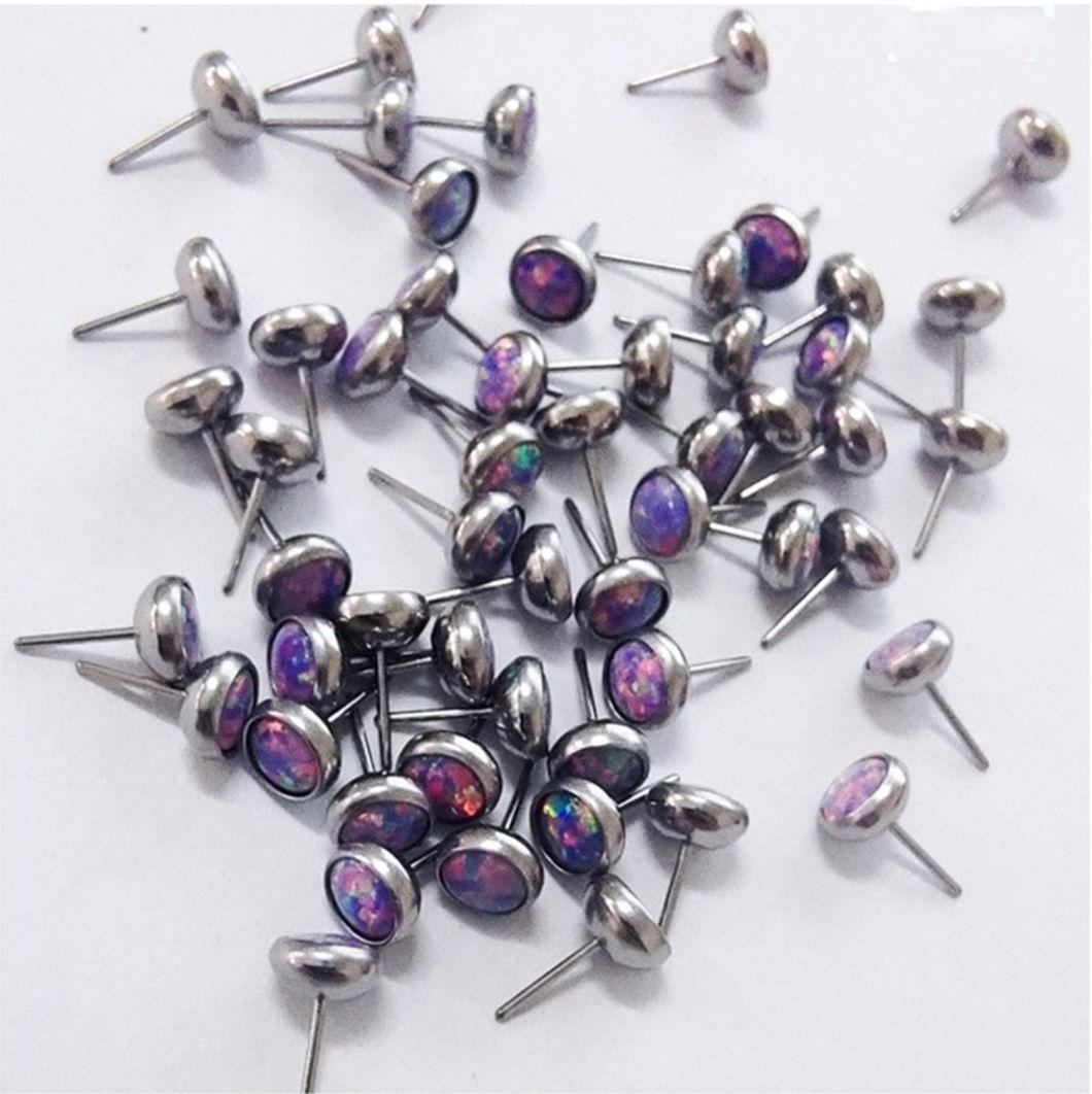 Fashion Jewelry G23 Titanium Body Piercing Jewelry with Stones F136 Titanium Top with Threadless Tpn048