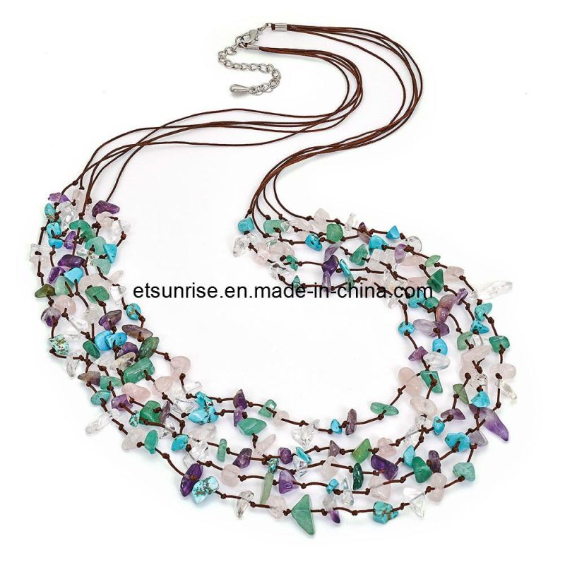 Semi Precious Stone Crystal Beaded Fashion Necklace