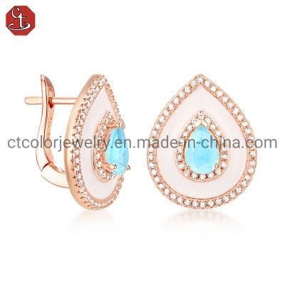 New Design Fashion Jewelry 925 Sterling Silver or Brass Enamel Diamond Earrings for Women