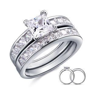 Elegant New Fashion Lady Jewelry Princess Cut Wedding Ring