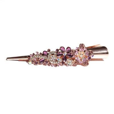 Hot on Amazon Metallic Flowery Crystal Reflective Bright Design of Advanced Hairpin
