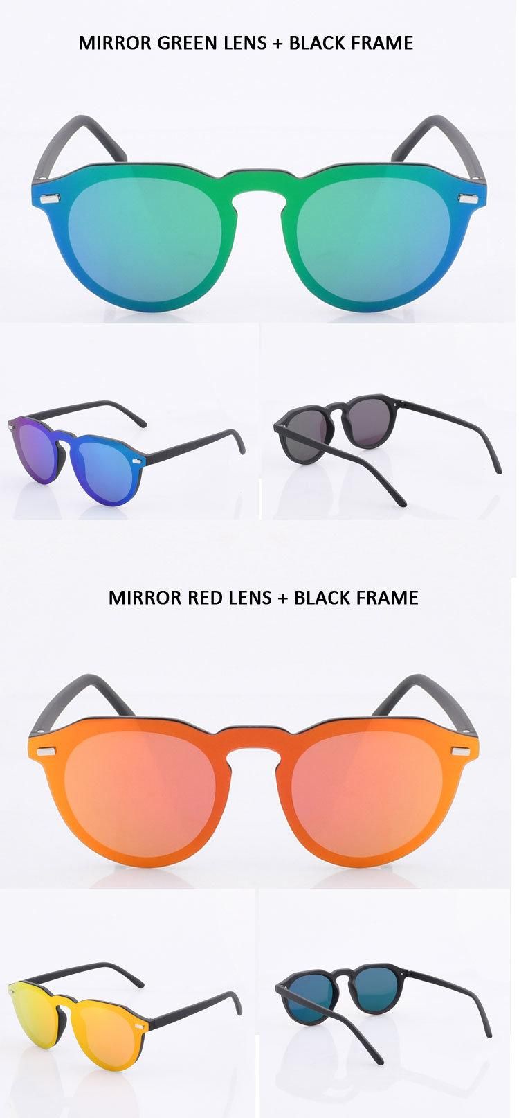 Custom Cheap One Piece Lens Rimless Round Style Mirror Polarized Lens Sunglasses