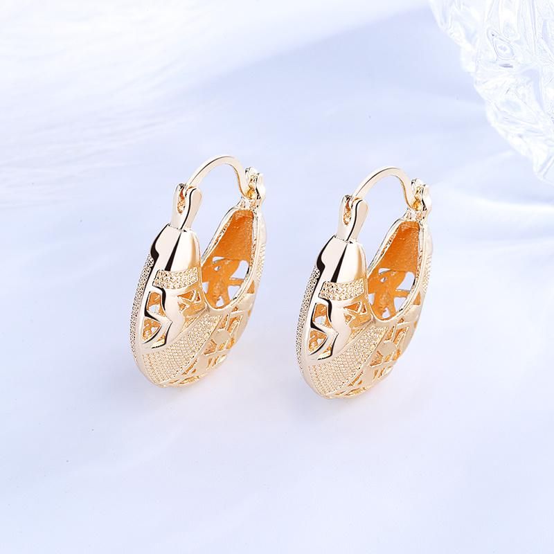 Jewelry Earrings Gold Plated Round Vintage Lady Hoop Earrings