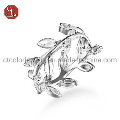 Wholesale Fashion Jewellery Leaf Shape 925 Sterling Silver Custom Rings Jewelry