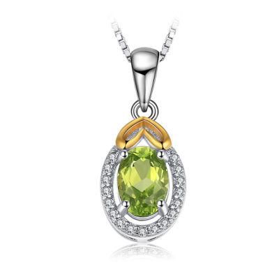 Gold Plated Jewelry Genuine Gemstone Peridot Pendant 925 Sterling Silver Jewelry