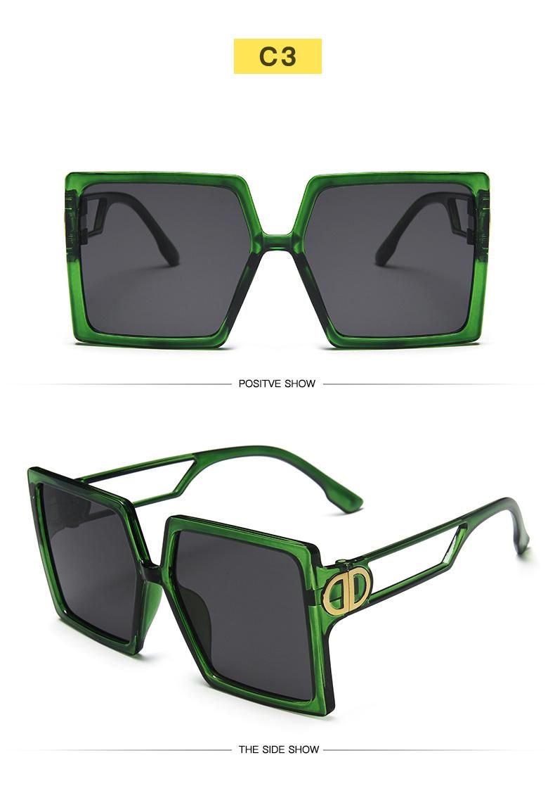 New D Home Big Frame Sunglasses Female Square Hollow Temple Personality Sunglasses