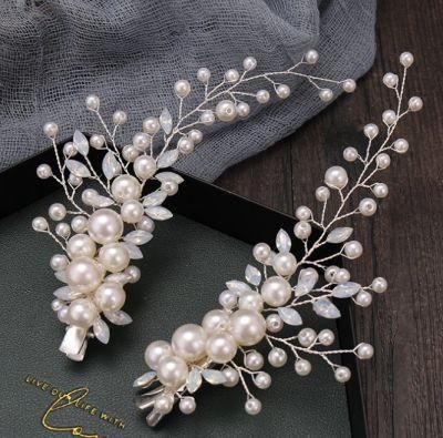 Bridal Wedding Crystal Pearl Hair Clip Hair Vines Headpiece. Bridal Pearl Hair Comb Hair Clip