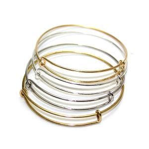 Gold Silver Color Expandable Alloy Cable Wire Bangle Bracelet