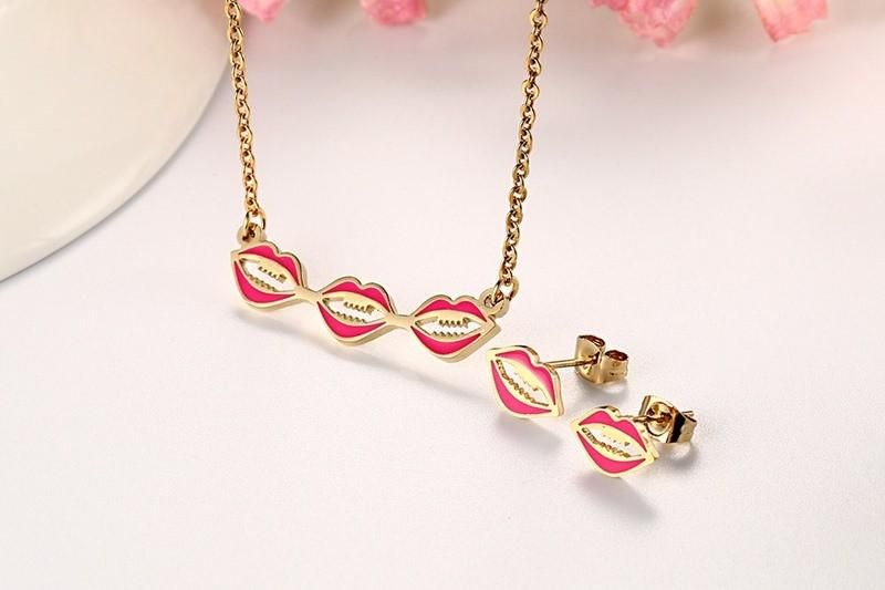 Wholesale Cheap Lips Design Jewelry Set for Necklace Stud Earring