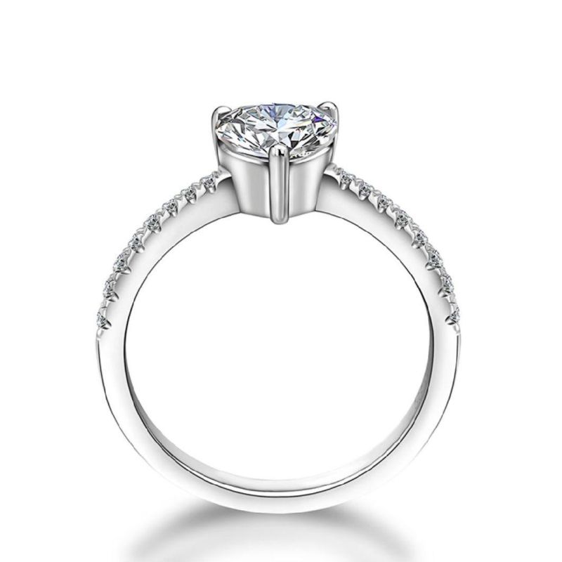 Romantic Heart Cut Gemstones18K White Gold Plated Moissanite Diamond Ring for Women