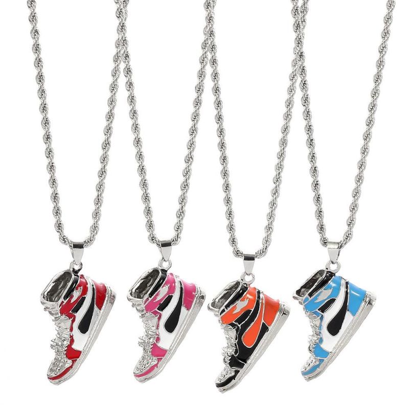 Fashion Four Color Tennis Shoes Hip Hop Necklace Jewelry