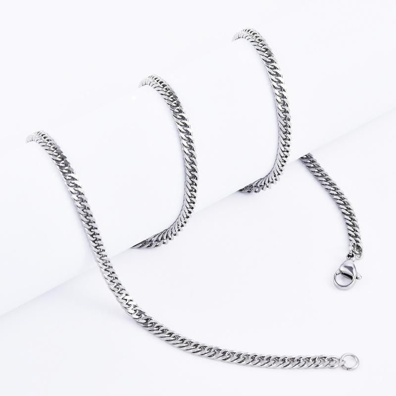 Fashion Jewelry Necklace Curb Chain with Double Wire Polish Face