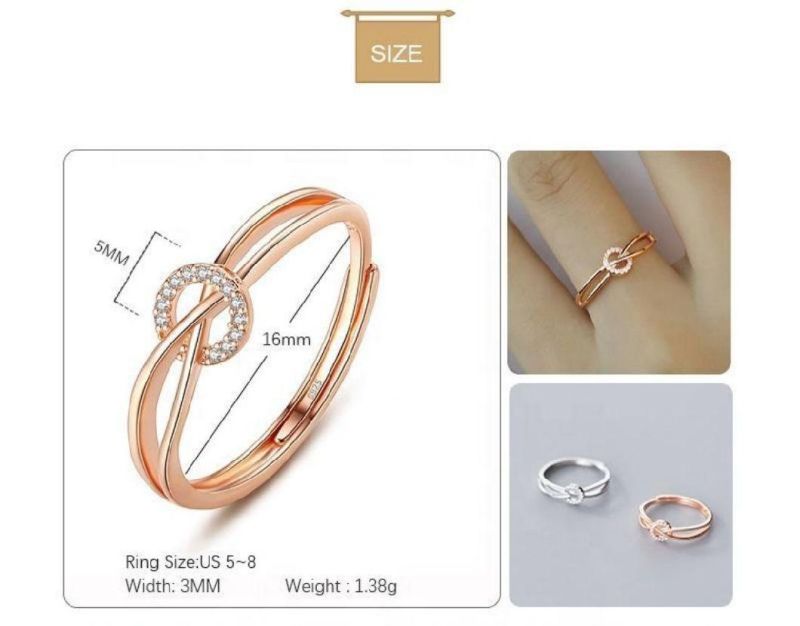 925 Sterling Silver Ring Mixed Infinity Zircon Round Adjustable Ring Women Fashion Wedding Party Jewelry
