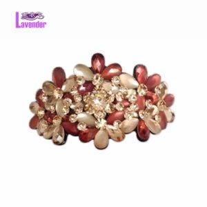 Flower Hair Jewelry with Multi Crystal Hair Clip for Women