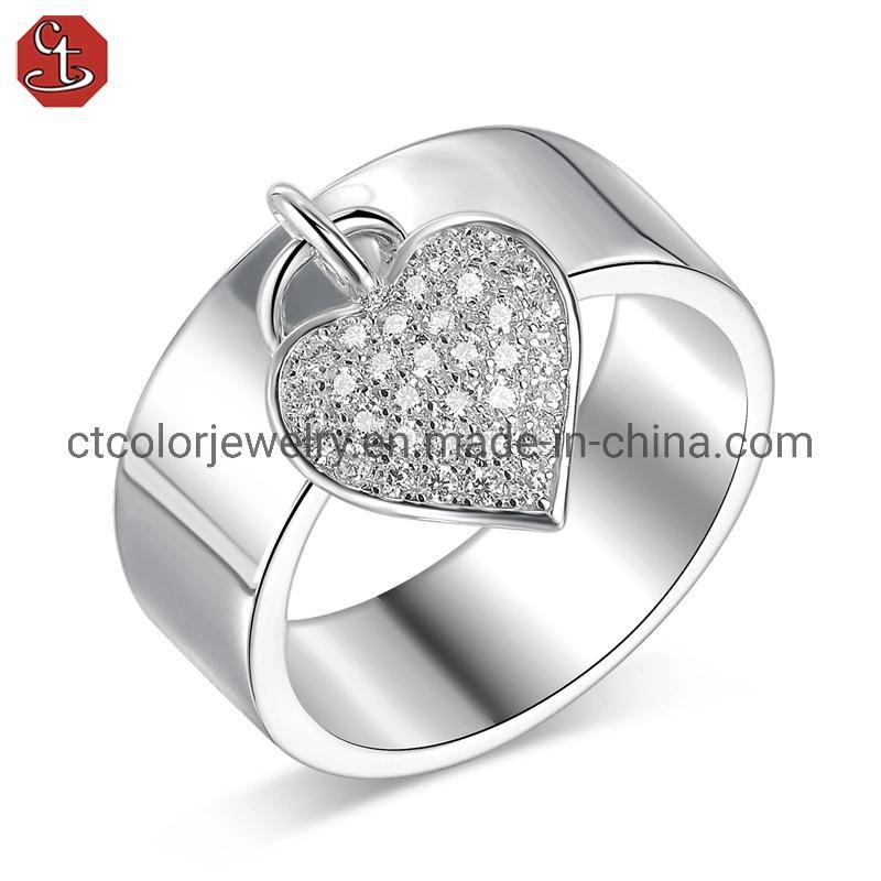 High Quality 925 Sterling Silver ring White cz Heart Accessories Fashion ring