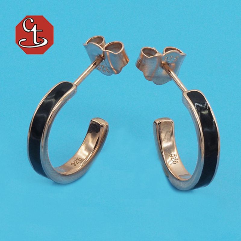 Hoop Earring Love Valentine Gift Heart Shape White Red Color Enamel Fashion Jewelry Silver Jewelry
