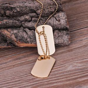 Gold-Plated Stainless Steel Double Tag Pendant Necklace