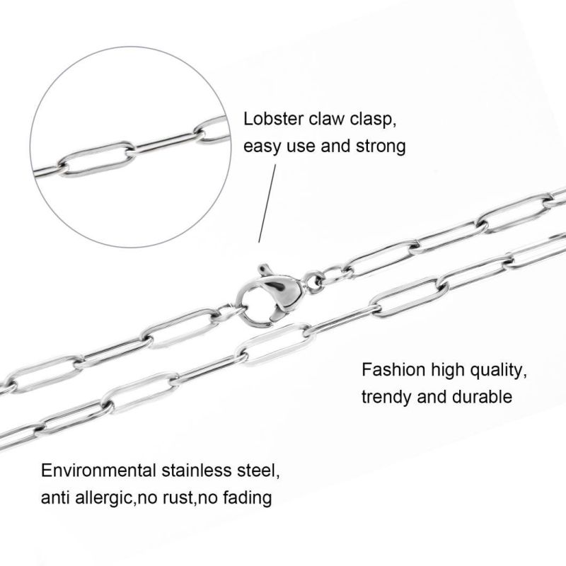 New Design Polished Stainless Steel Long Flat Cable Chain Jewellery Parts Fashion Anklet Bracelet Necklace Jewelry