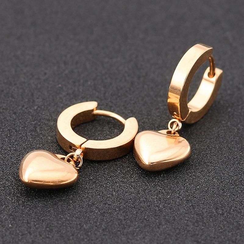 Manufacturer Custom Earring Fashion jewellery High Quality Water Proof None Fade Rose Gold Plate Earring Heart Ear Rings Jewelry