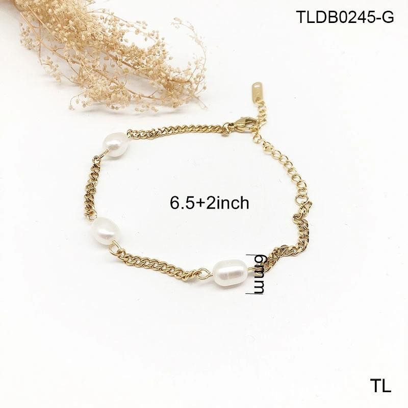 Manufacturer Custom Fashion Jewelry 2022 New Arrivals 18K Gold Plated Women Stainless Steel Bracelet Pearl Bracelet Wholesale