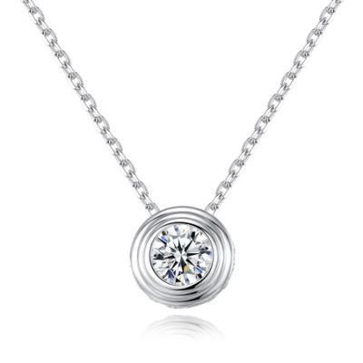 Cubic Zircons on Compass Shape Silver Necklace