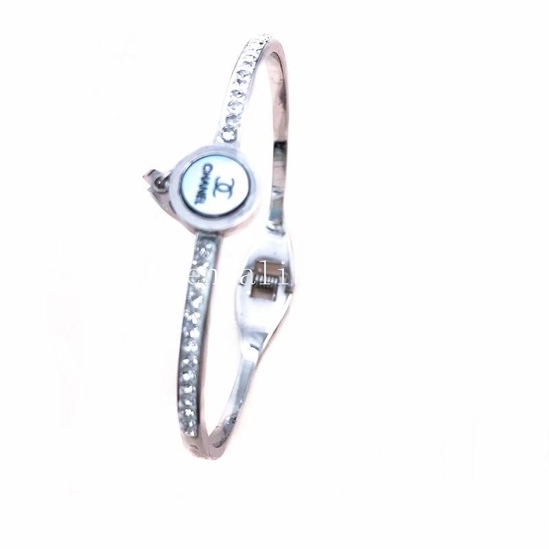 Fashion Stainless Steel Jewelry Silver Zircon Bangle Bracelet for Women