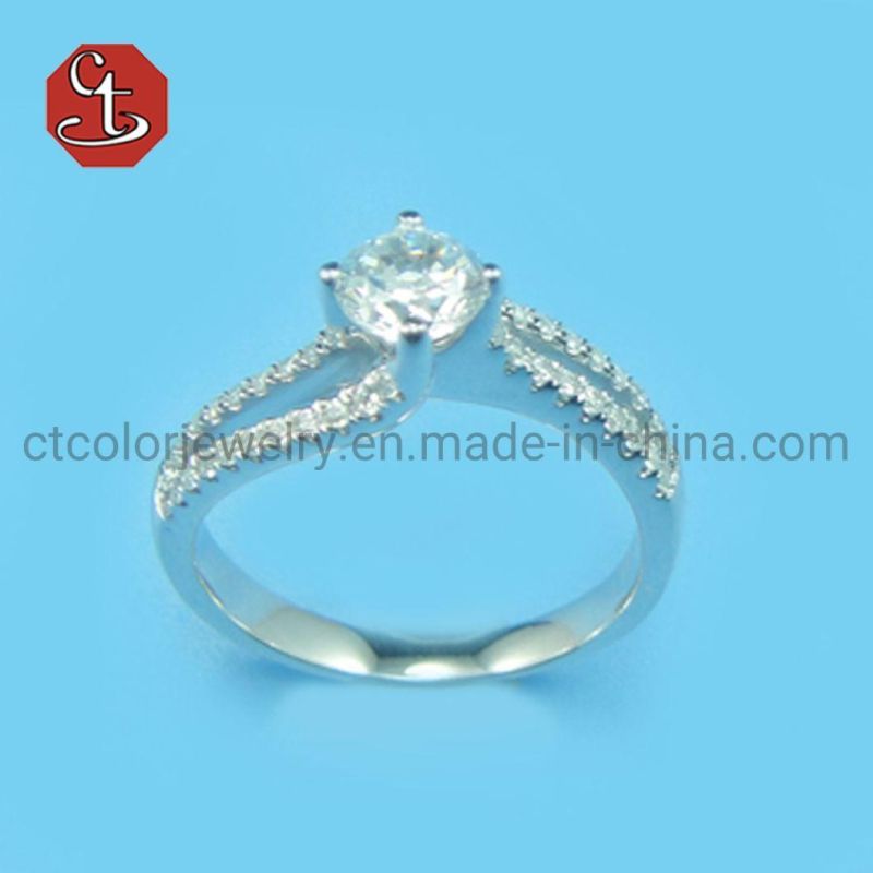 Simple Gem Stone Rings Created Paraiba&CZ Silver Jewelry