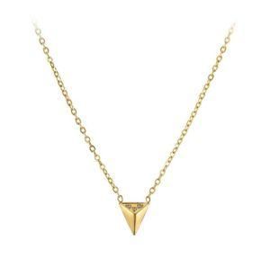 Stainless Steel Jewelry Female Gold Plated Inverted Triangle Zircon Pendant Necklace