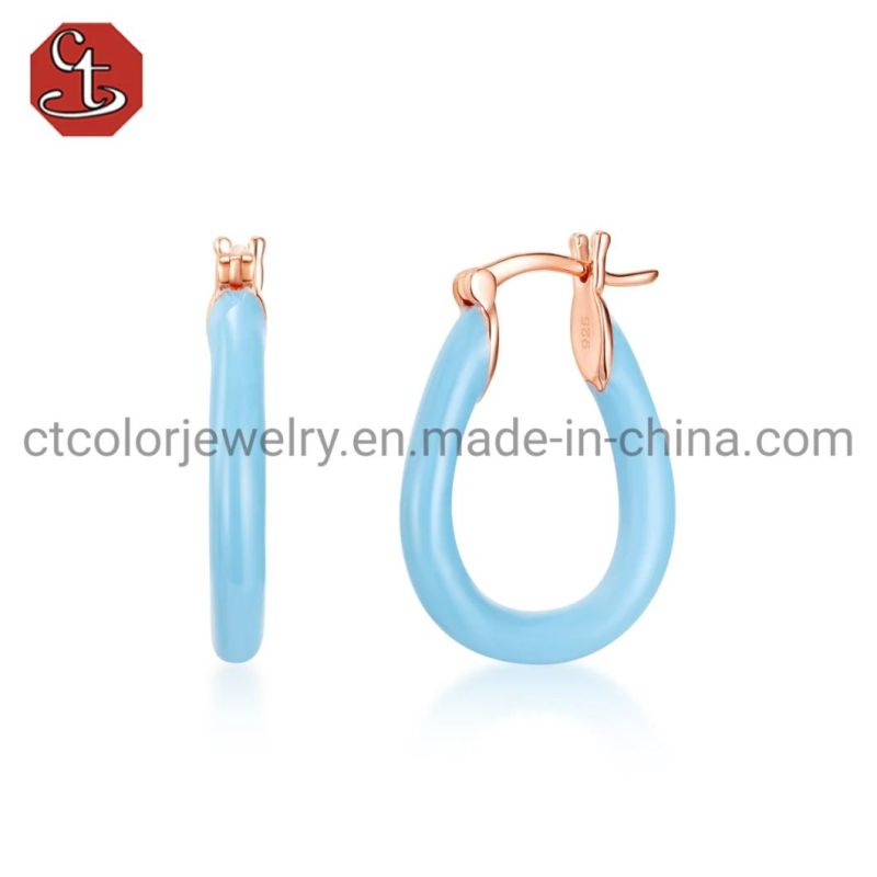 New Arrival Wholesale Factory 925 Sterling Silver Fashion Jewelry Jewellery Cheap Enamel Drop Earrings