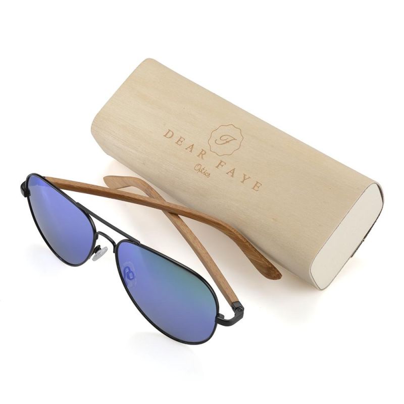 Handmade Polaroid Wooden Sunglasses with Metal Polarized Sunglasses