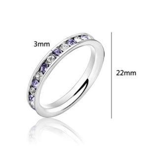 New Good Quality Amethyst &amp; White 316L Stainless Steel Band Ring
