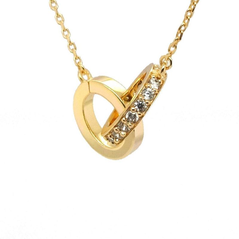Minimalist Non Tarnish Gold Jewelry Roman Double Rings Necklace