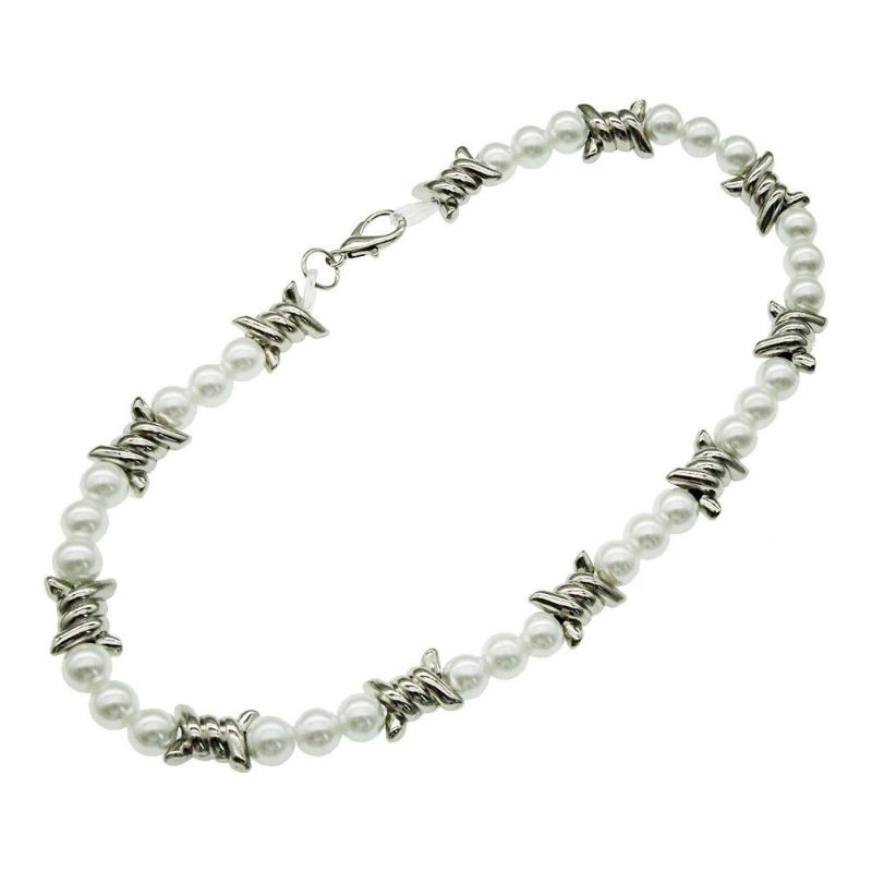 Splice Pearl Thororn Necklace Rocky Punk Rap Bone Chain Necklace