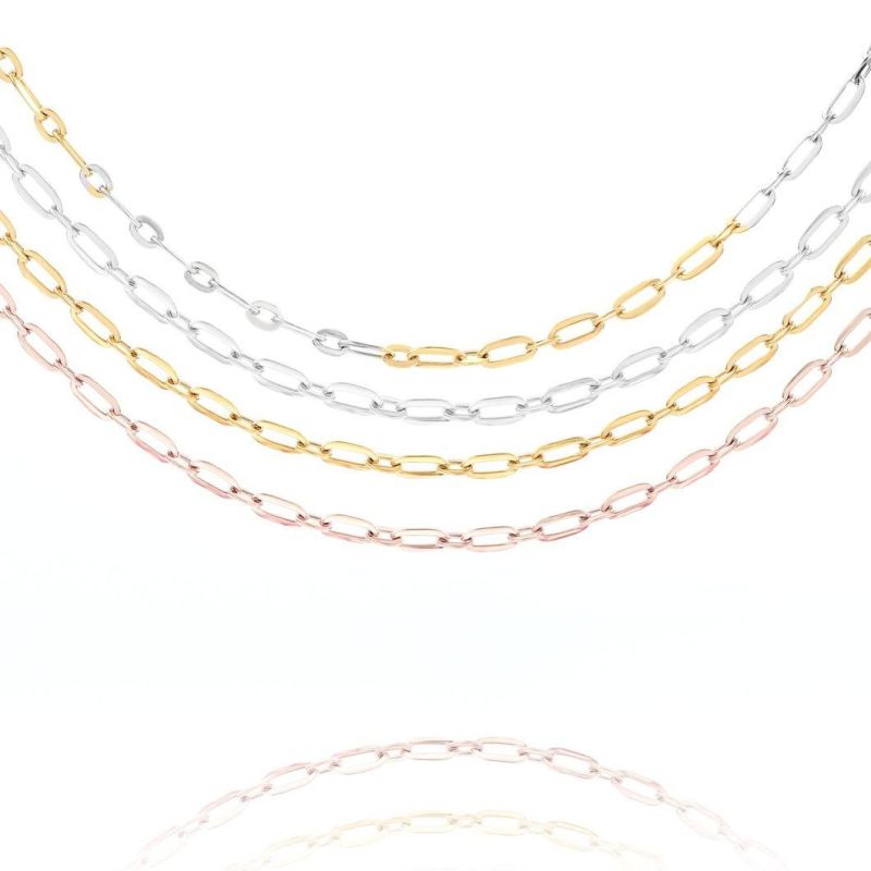 Wholesale Fashion Accessories18K Gold Plated Flat Length 1: 1 Cable Chain for Layering Necklaces with Pendant Jewelry Design