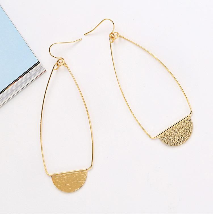 Bohemian Jewelry for Women Gold Brushed Hollow Teardrop with Zinc Alloy Hoop Hook Earrings