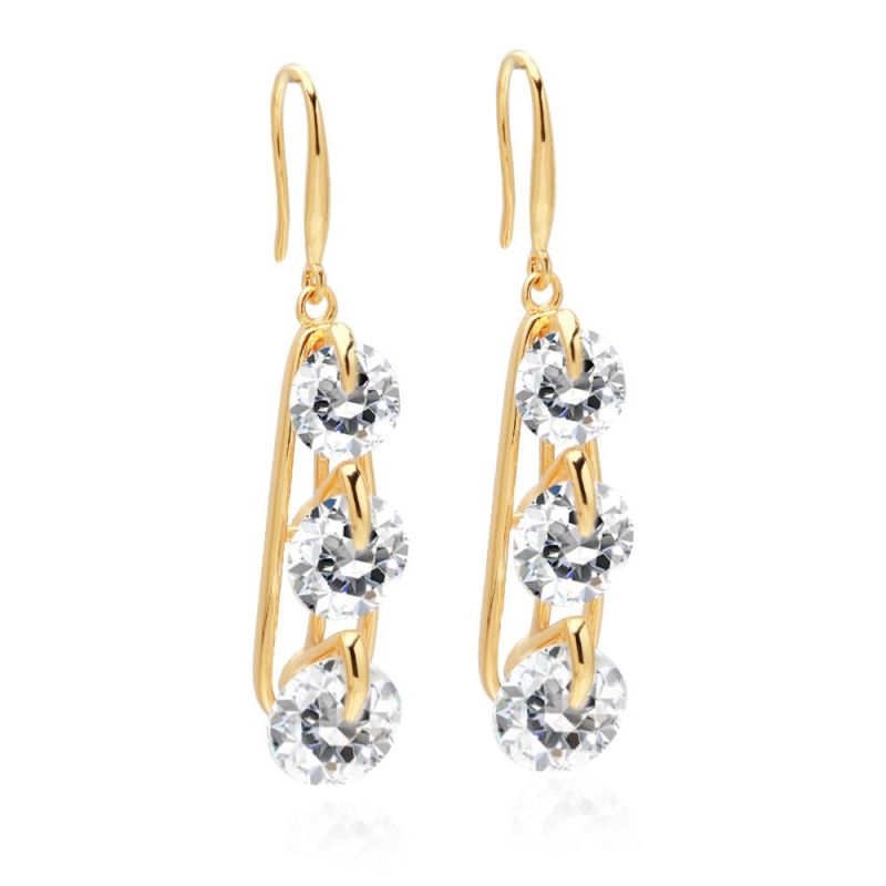 Big Shinny Crystal Dangle Earrings Gold Color Geometry Drop Earrings for Women Long Earring Jewelry Brincos