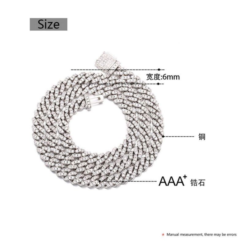High Quality Jewelry New Necklace Hot Sale 6mm Micro-Inlaid Zircon Mini Chain Full Diamond Cuban Chain