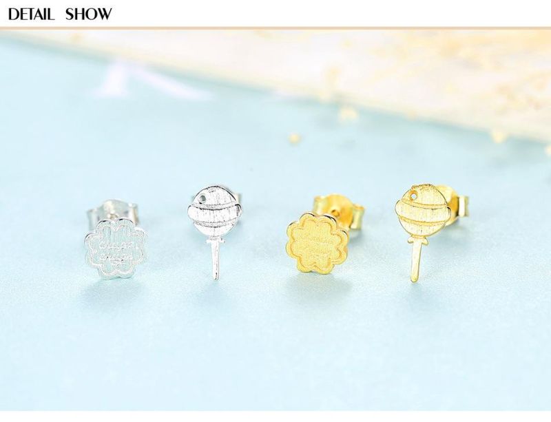 Lollipop and Mooncake Shape Earrings Jewelry Studs
