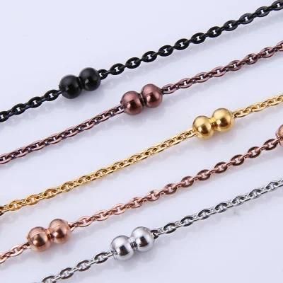 Stainless Steel Jewelry Flat Cable Chain with Double Beads