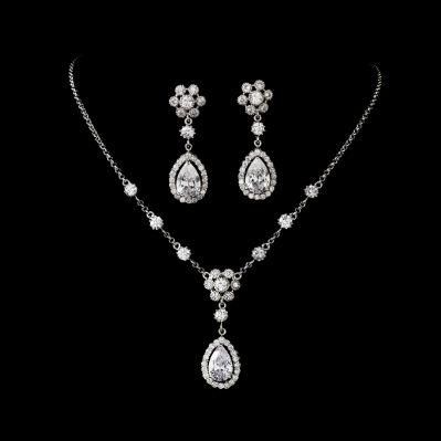 Wedding CZ Necklace jewelry Set, Bridal Jewelry Set, Elegant CZ Jewelry Set, Prom Jewelry Set
