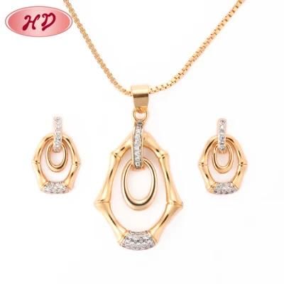 CZ Crystal Fashion 18K Gold Plated Alloy Silver Chain Sets