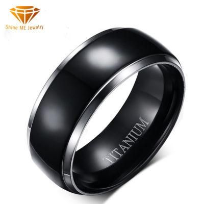 Fashion Accessories Black Plating Solid Titanium Band High Polished Titanium Ring Jewelry Titanium Wedding Ring Tr1997