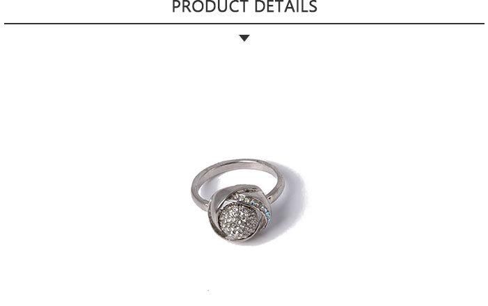 Custom Fashion Jewellery Spherical Silver Ring with Rhinestone