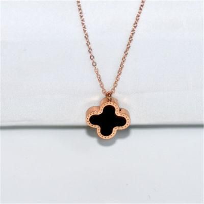 Fashion Ins Four Leaf Clover Titanium Steel Choker Necklace