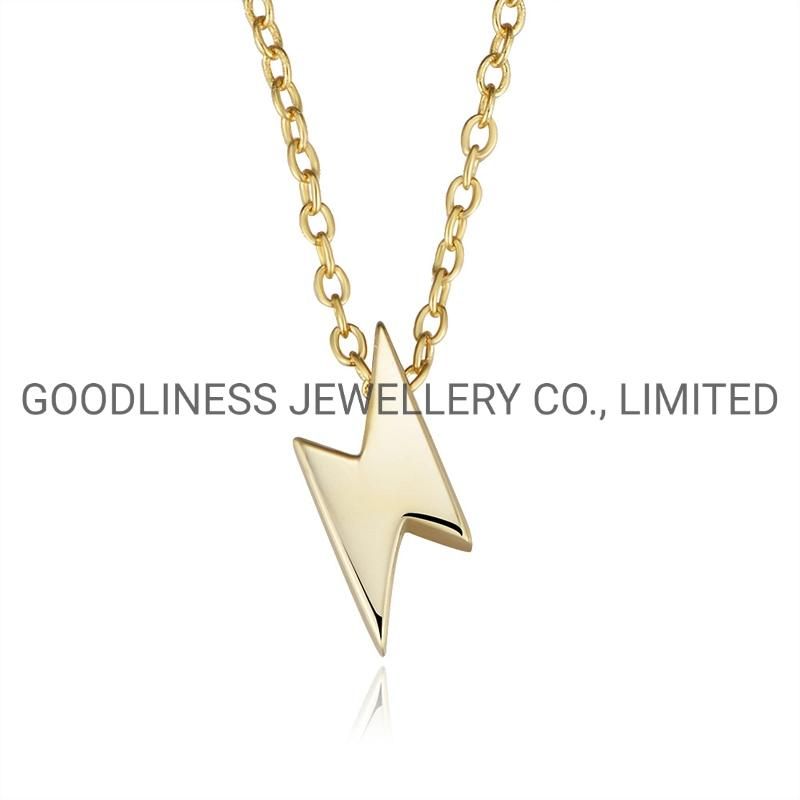 925 Sterling Silver Fine Jewelry Women Lightning Pendant Necklace