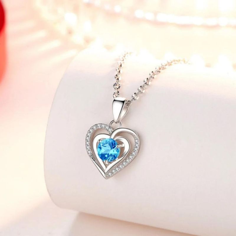 Factory Supply 925 Sterling Silver Necklace Women Ins Light Luxury Niche Heart-Shape High End Clavicle Chain