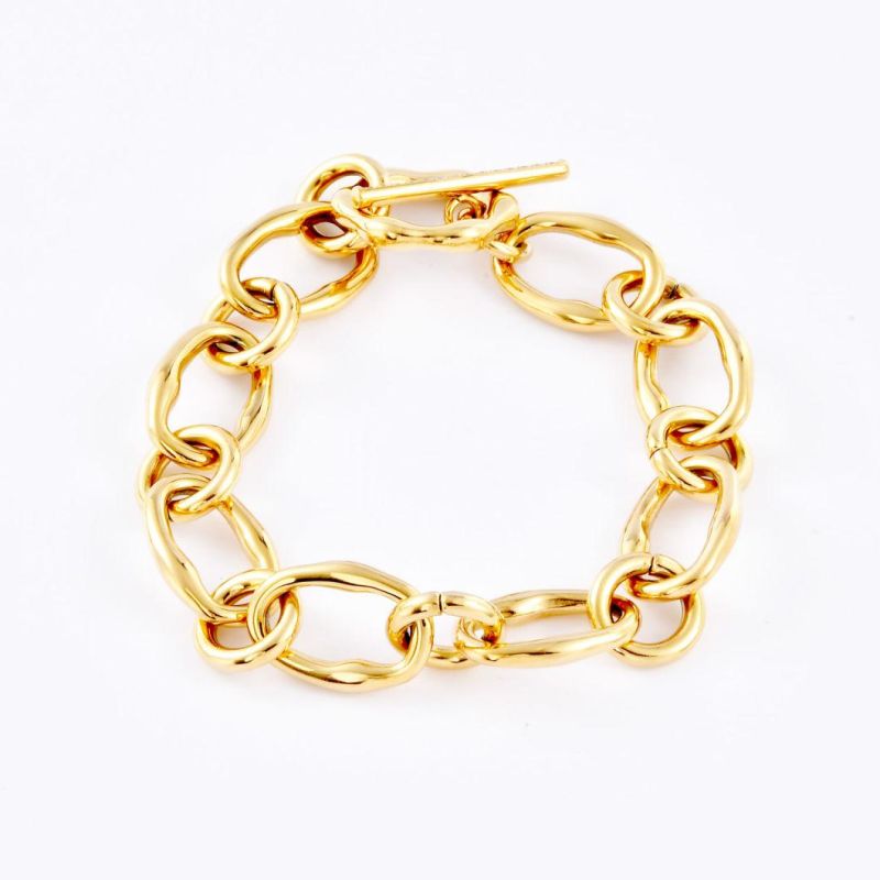 Fashion Jewelry Accessories Gold Plated Bold Link Chain Jewellery Bracelet Ot Casp